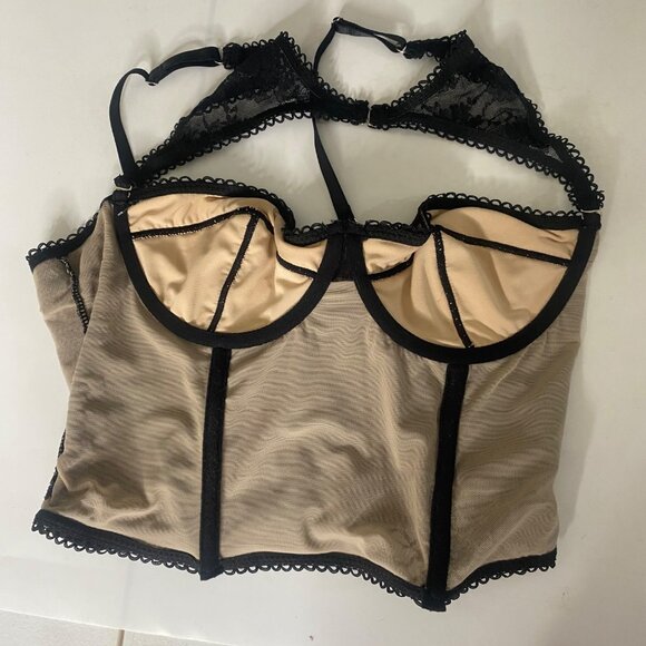 Coquette Cropped Corset Bralette Size‎ S Lace Romantic Sexy Lingerie Bra - Picture 10 of 11